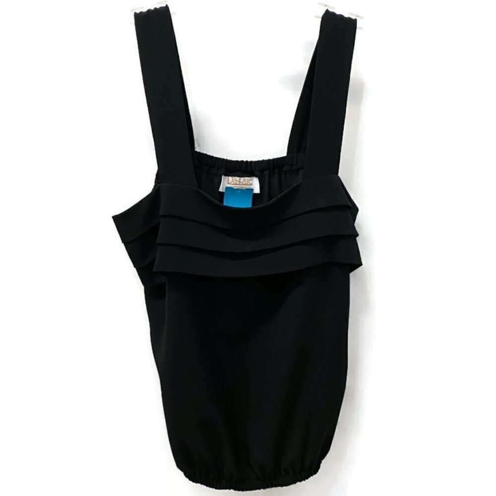 Da-Rue Black Tiered Gathered-Hem Tank Top
